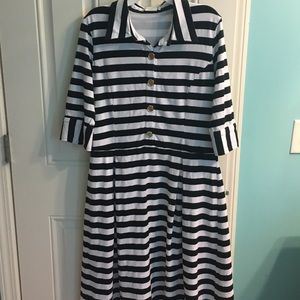 Jade Mackenzie black and white striped midi dress